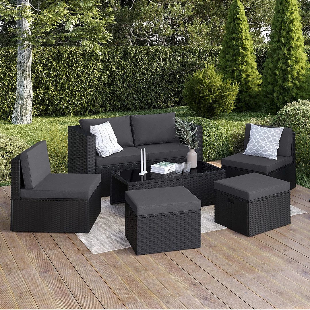STEELSØN Gartenlounge-Set Noctura , Polyrattan Sitzgruppe, schwarz ... mehr