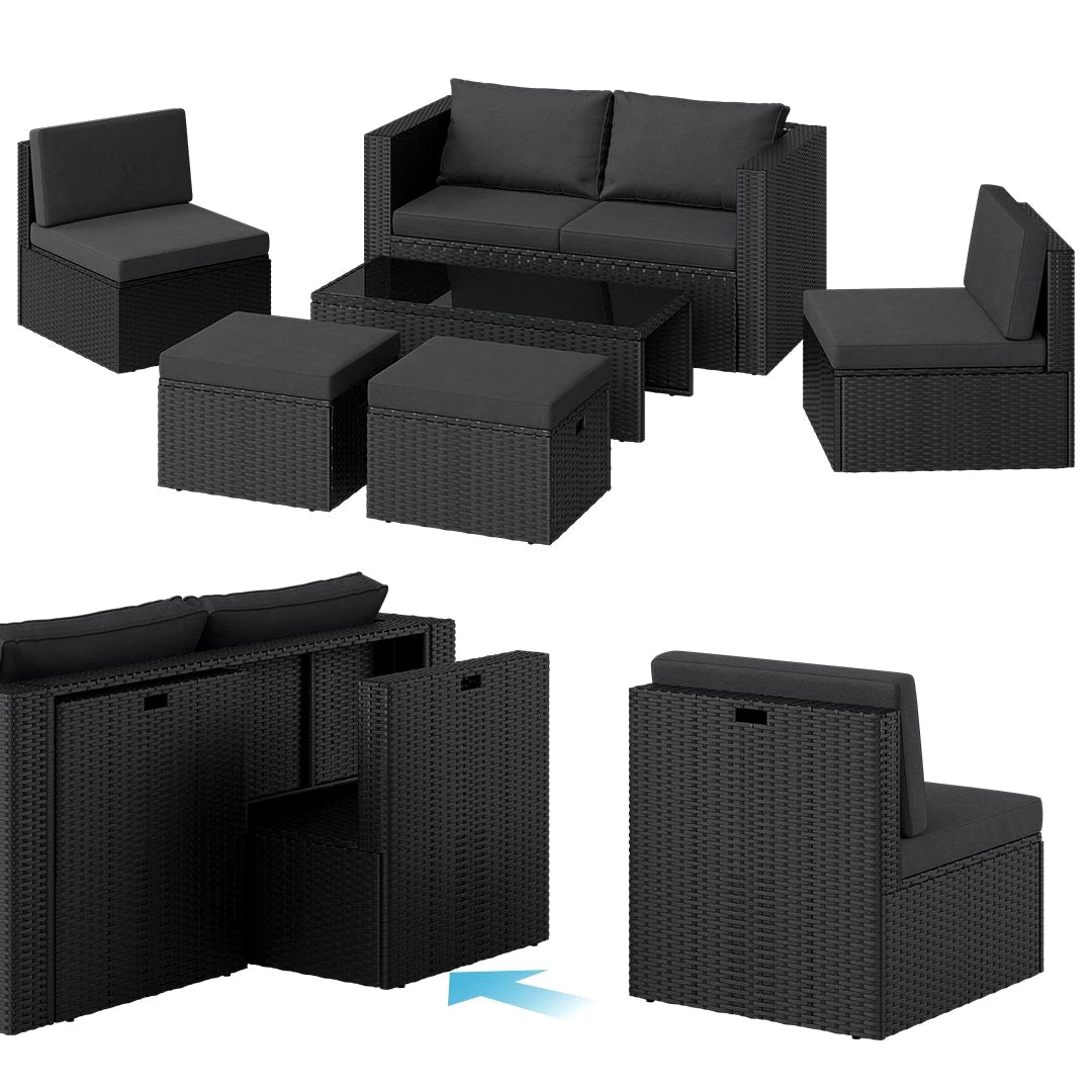 STEELSØN Gartenlounge-Set Noctura , Polyrattan Sitzgruppe, schwarz ... mehr