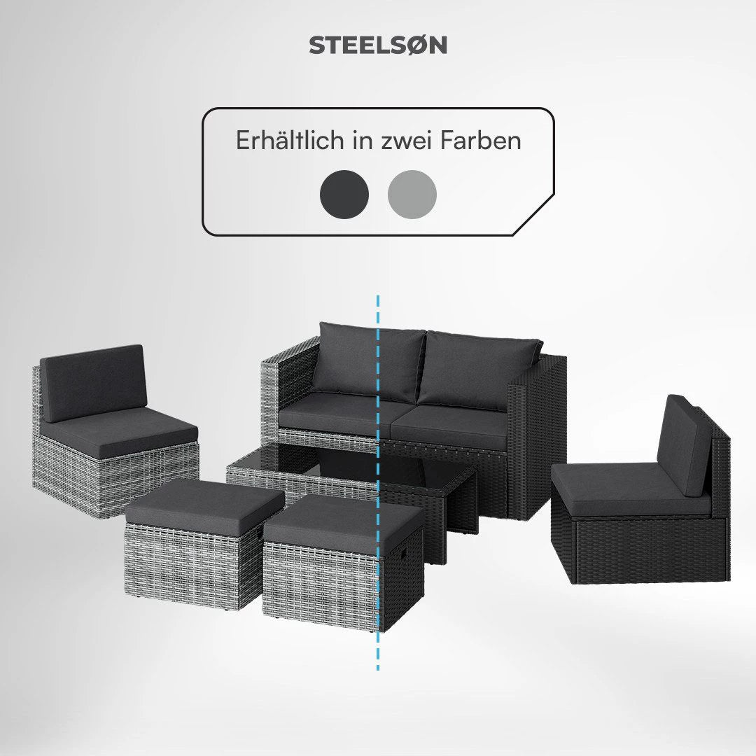 STEELSØN Gartenlounge-Set Noctura , Polyrattan Sitzgruppe, schwarz ... mehr