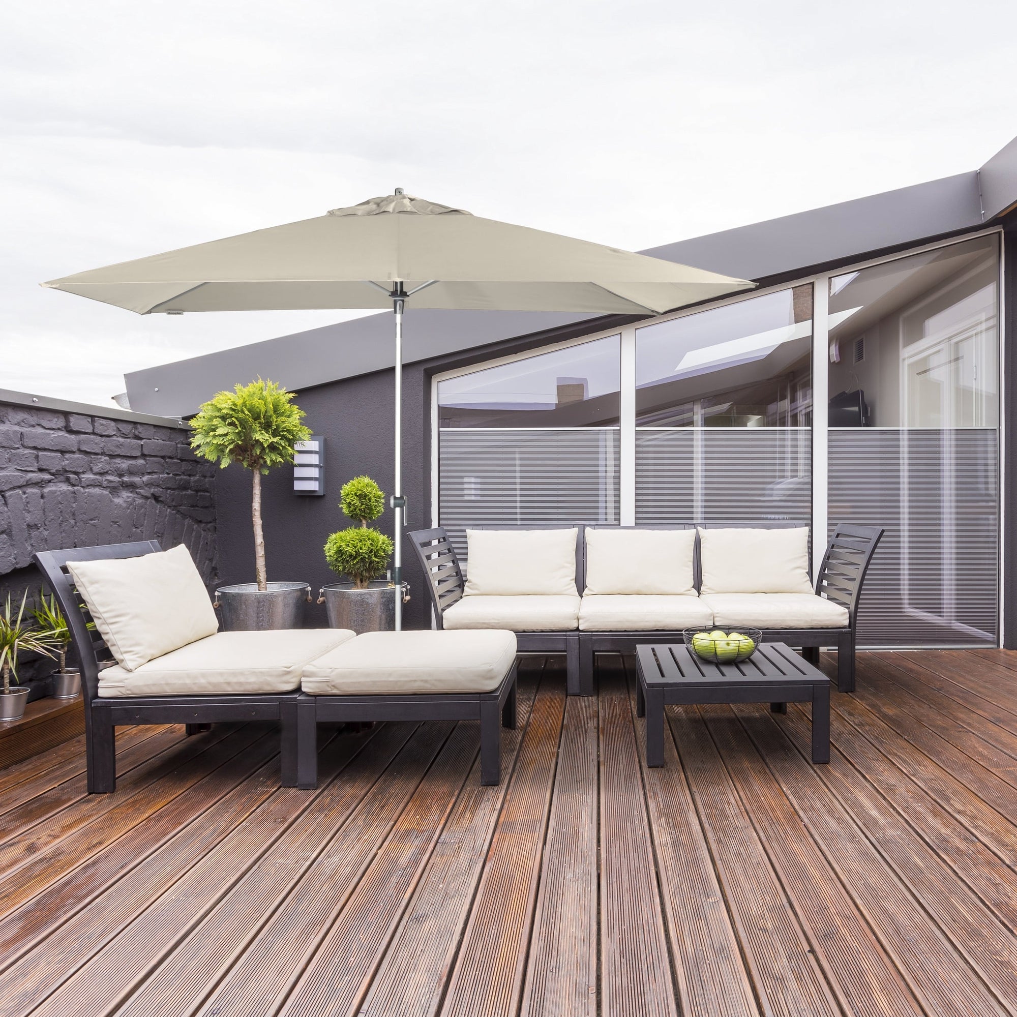 Doppler Sonnenschirm / Kurbelschirm &quot;Expert 300 x 200 Auto Tilt&quot; (natur, 300 x 200 cm)