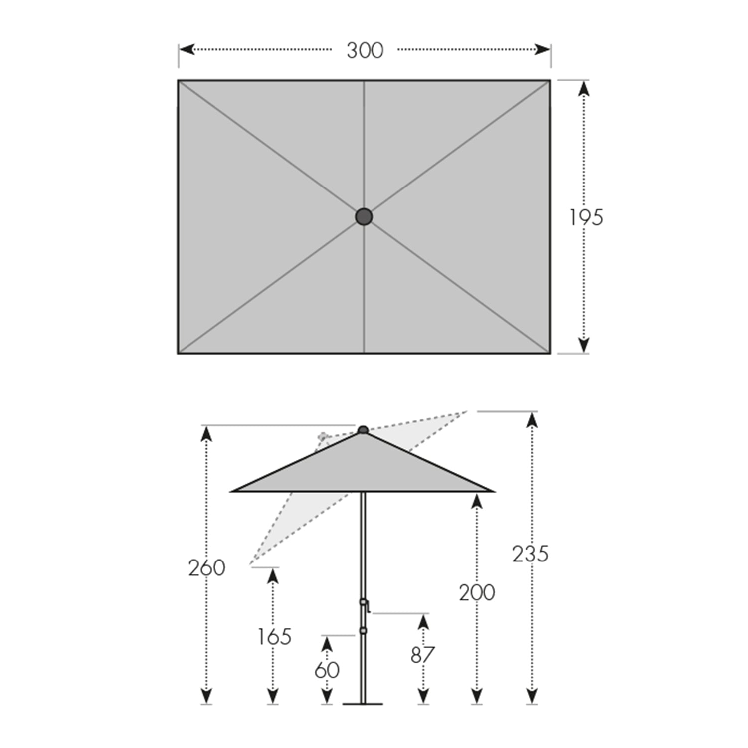 Doppler Sonnenschirm / Kurbelschirm &quot;Expert 300 x 200 Auto Tilt&quot; (natur, 300 x 200 cm)