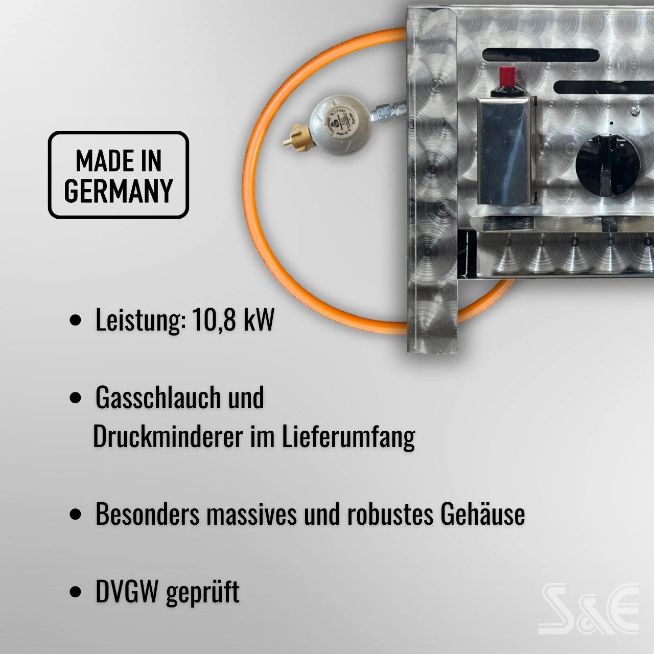 BlueCraft Gasgrill 3 flammig Brenner Edelstahl Gastrobräter Profi Gastrogasgrill mit Rost