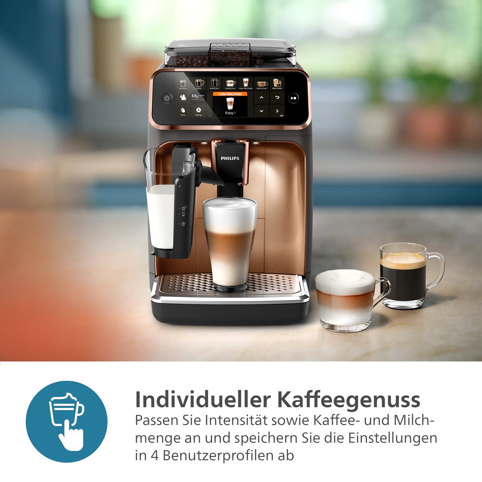 Philips Kaffeevollautomat 5400 Series EP5144/70, mit LatteGo-Milchsystem