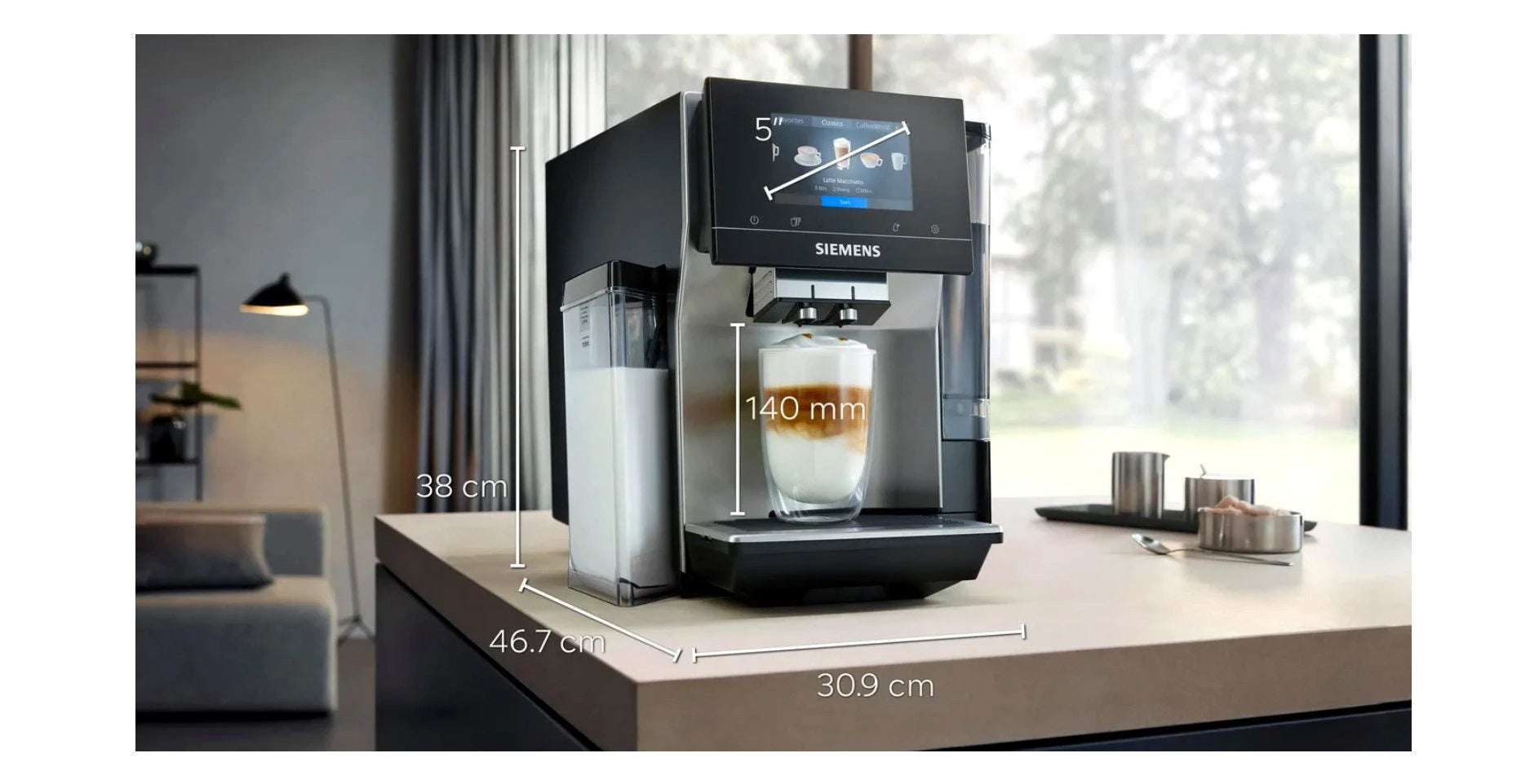 SIEMENS Kaffeevollautomat EQ.700 integral - TQ707D03, Full-Touch-Display