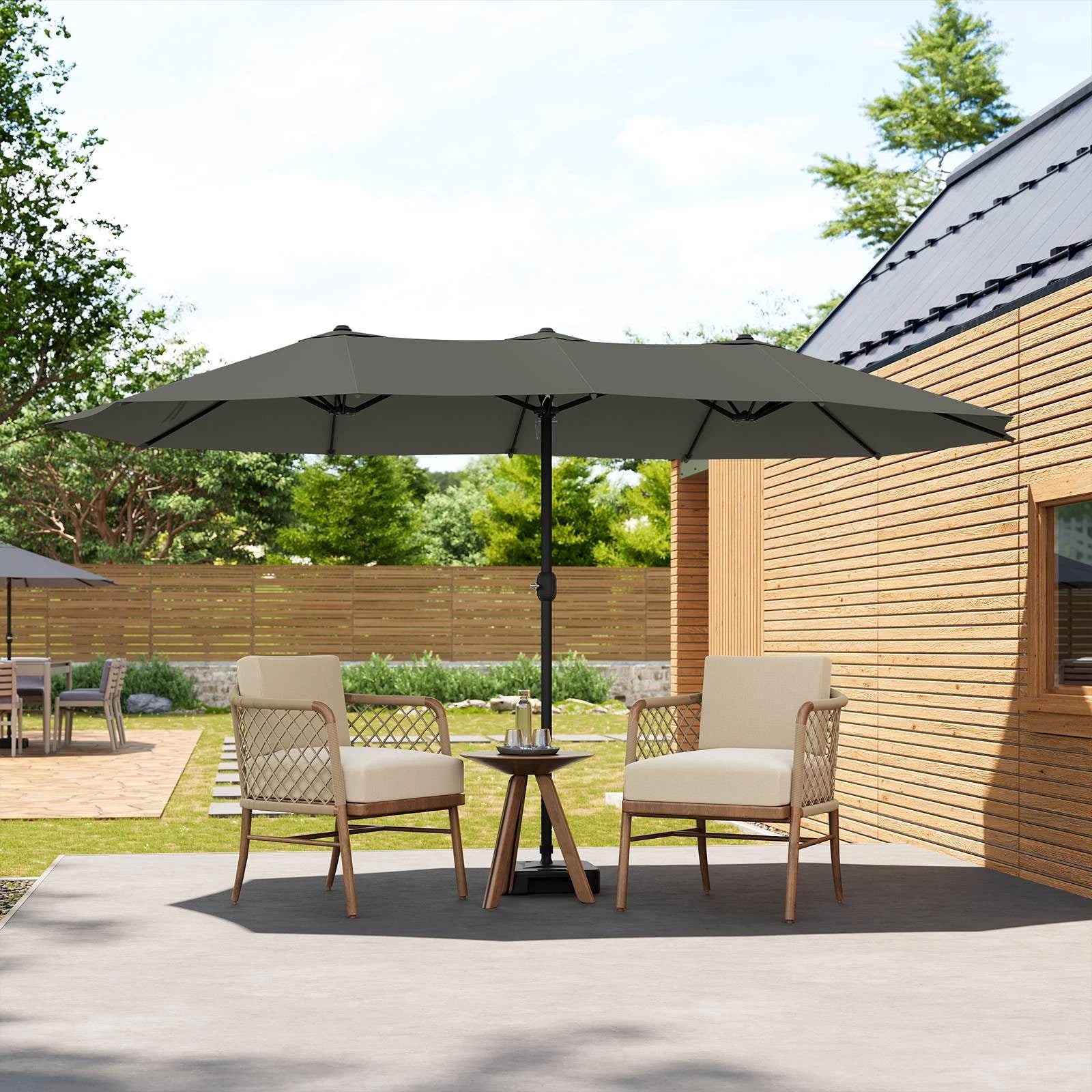 EUGAD Sonnenschirm, Outdoor-Sonnenschutz UPF50+, mit Kurbelmechanismus