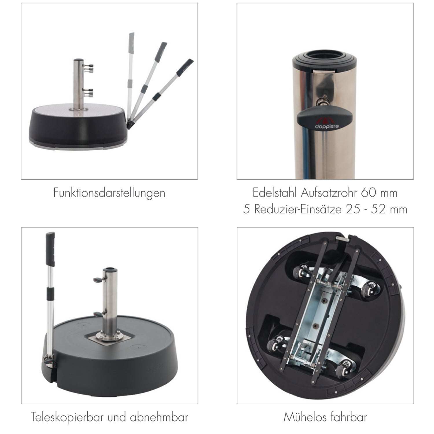 Doppler Rollsockel &quot;Easy Move Switch&quot; ohne Dekorplatte (50 kg, für Sonnenschirme bis Ø 300 cm)