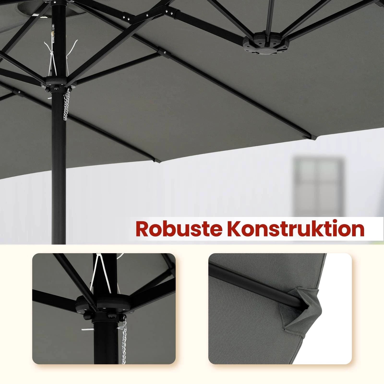 EUGAD Sonnenschirm, Outdoor-Sonnenschutz UPF50+, mit Kurbelmechanismus